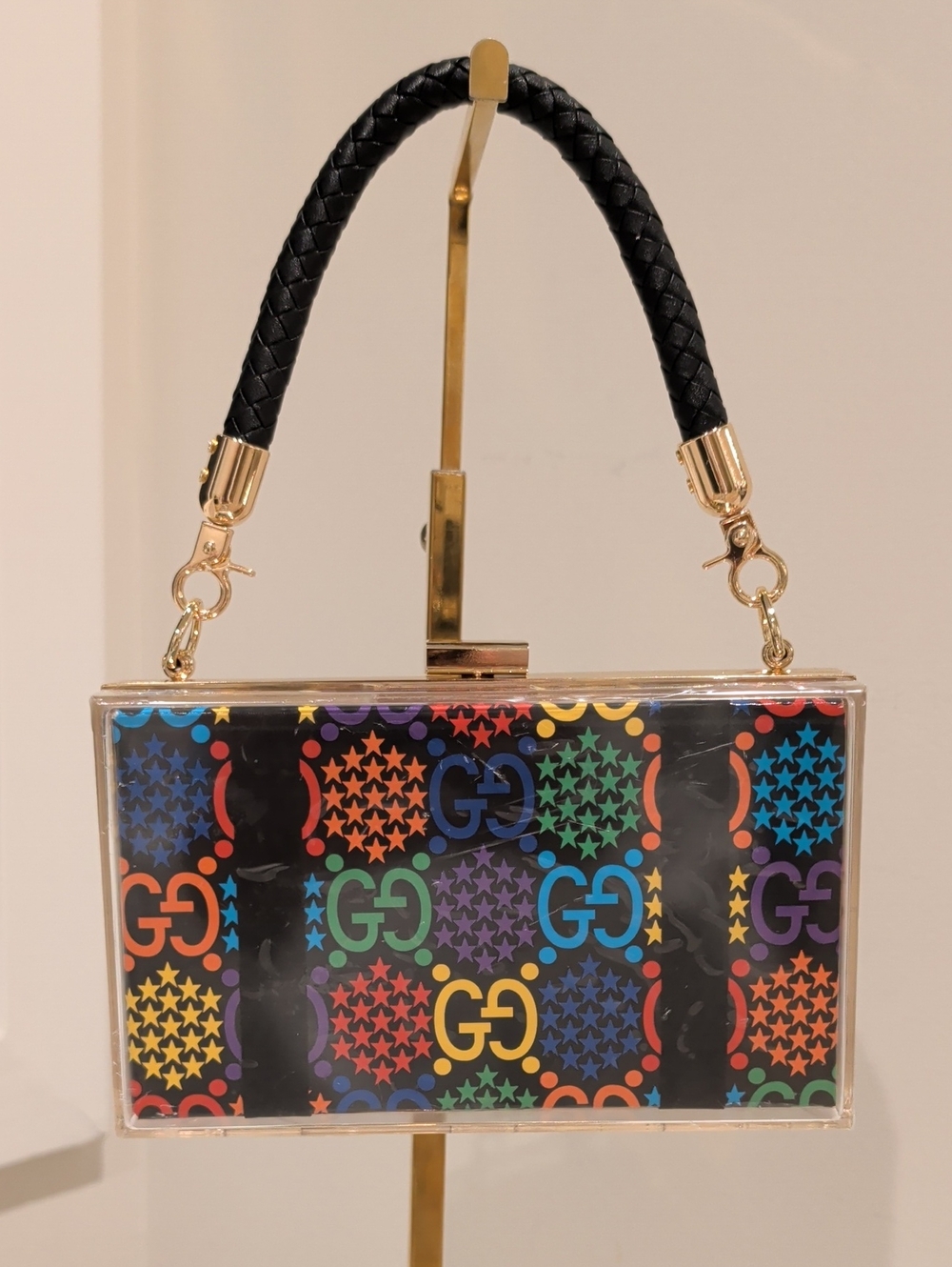 Upcycled Black Rainbow Logo Acrylic Clutxh